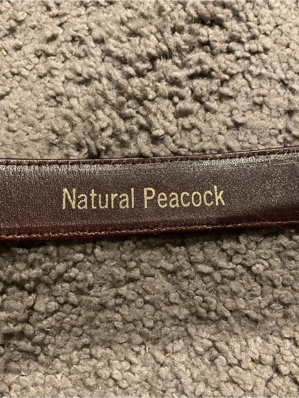 True Vintage Peacock Feather Brown Leather Belt with Brass-Toned Buckle 70’s